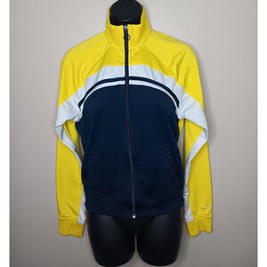 Vintage Y2K Nike Girl's Medium 8-10 Track Jacket Yellow & Navy Blue